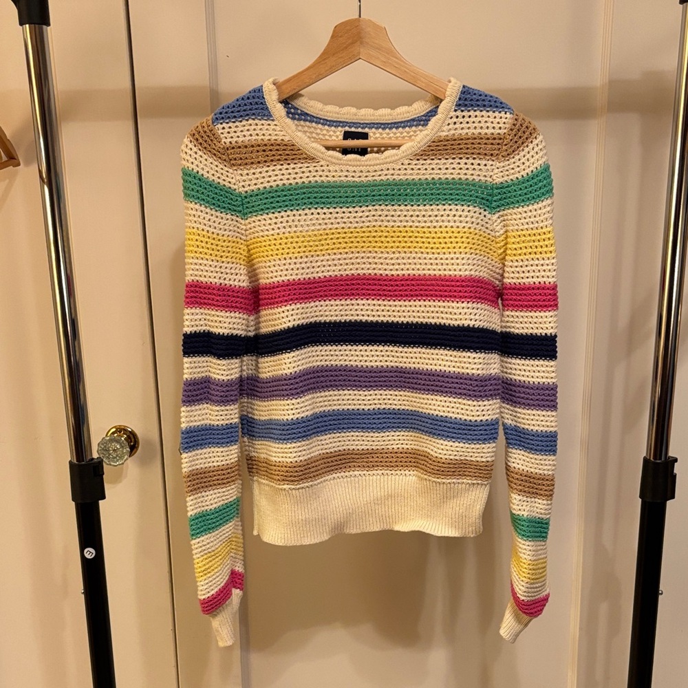 GAP Women's Colorful Striped Crew Neck Sweater